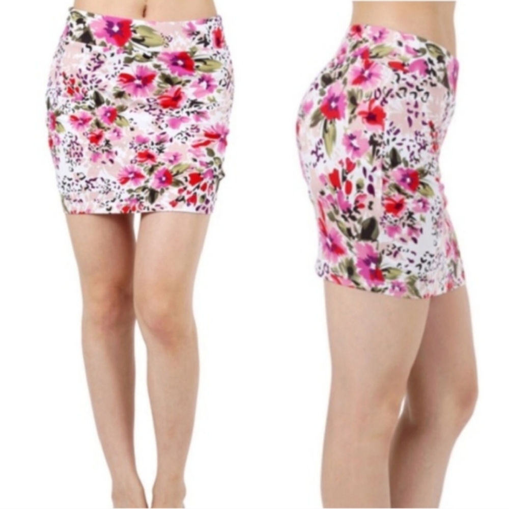Cotton Floral Print Mini Skirt